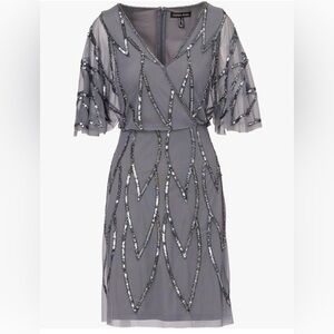 Adrianna Papell
Women's Beaded Mesh Flutter-Sleeve Dress Sz 4